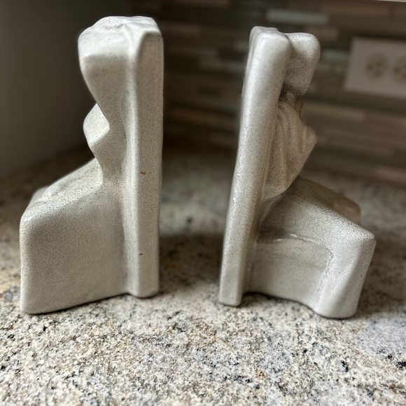 Vintage 1970s MCM Set Calcite Carved Horse Head Bookends Trojan Marble Stone - Picture 4 of 14